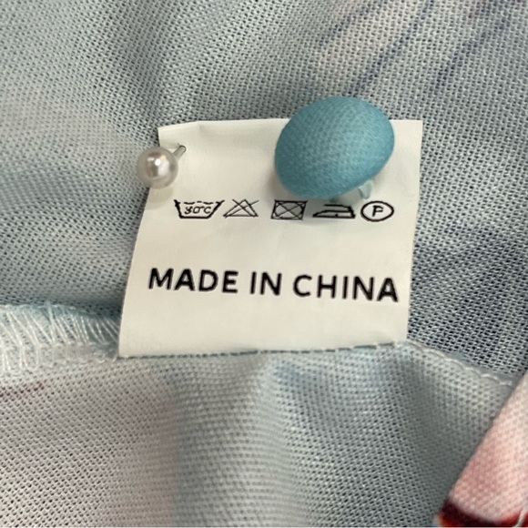 Women's Floral Button Down Waist Tie Blouse with Bell Sleeves M - Picture 5 of 9